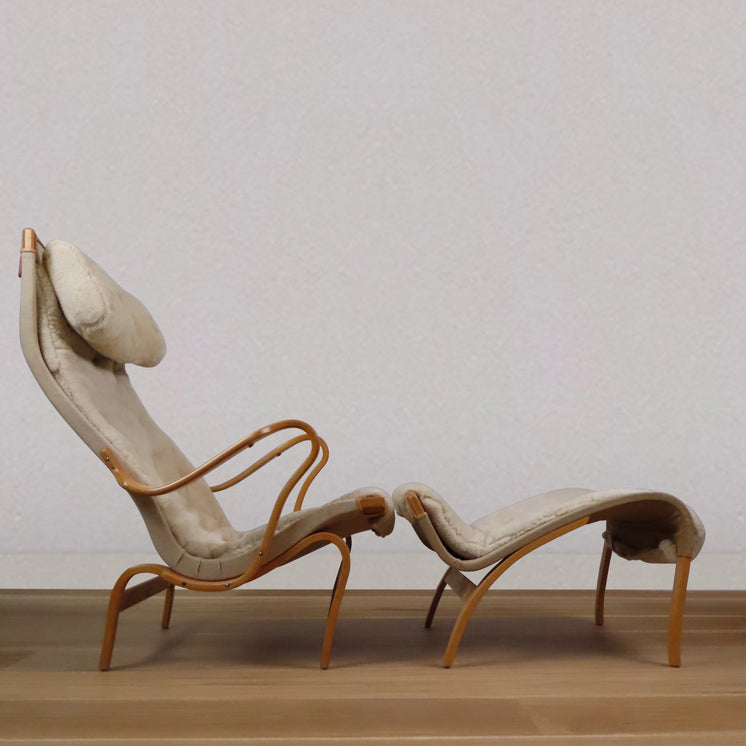 Bruno Mattisson Shearling Lounge Chair and Ottoman