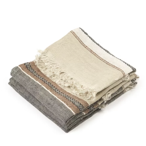 Belgian Guest Towel - Beeswax Stripe