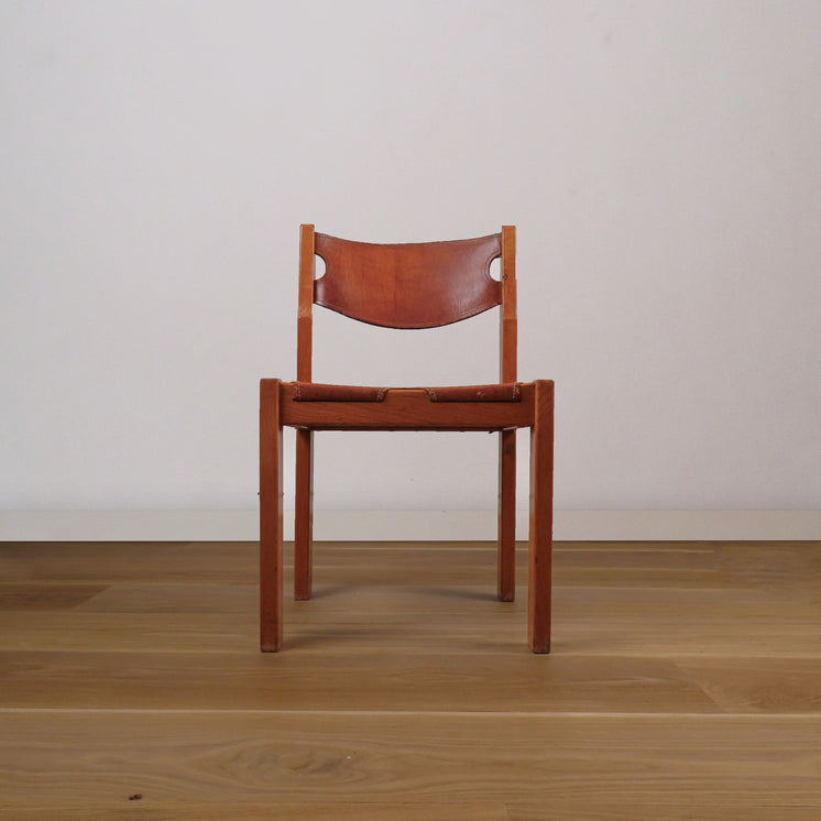 Vintage Wood + Leather Dining Chair