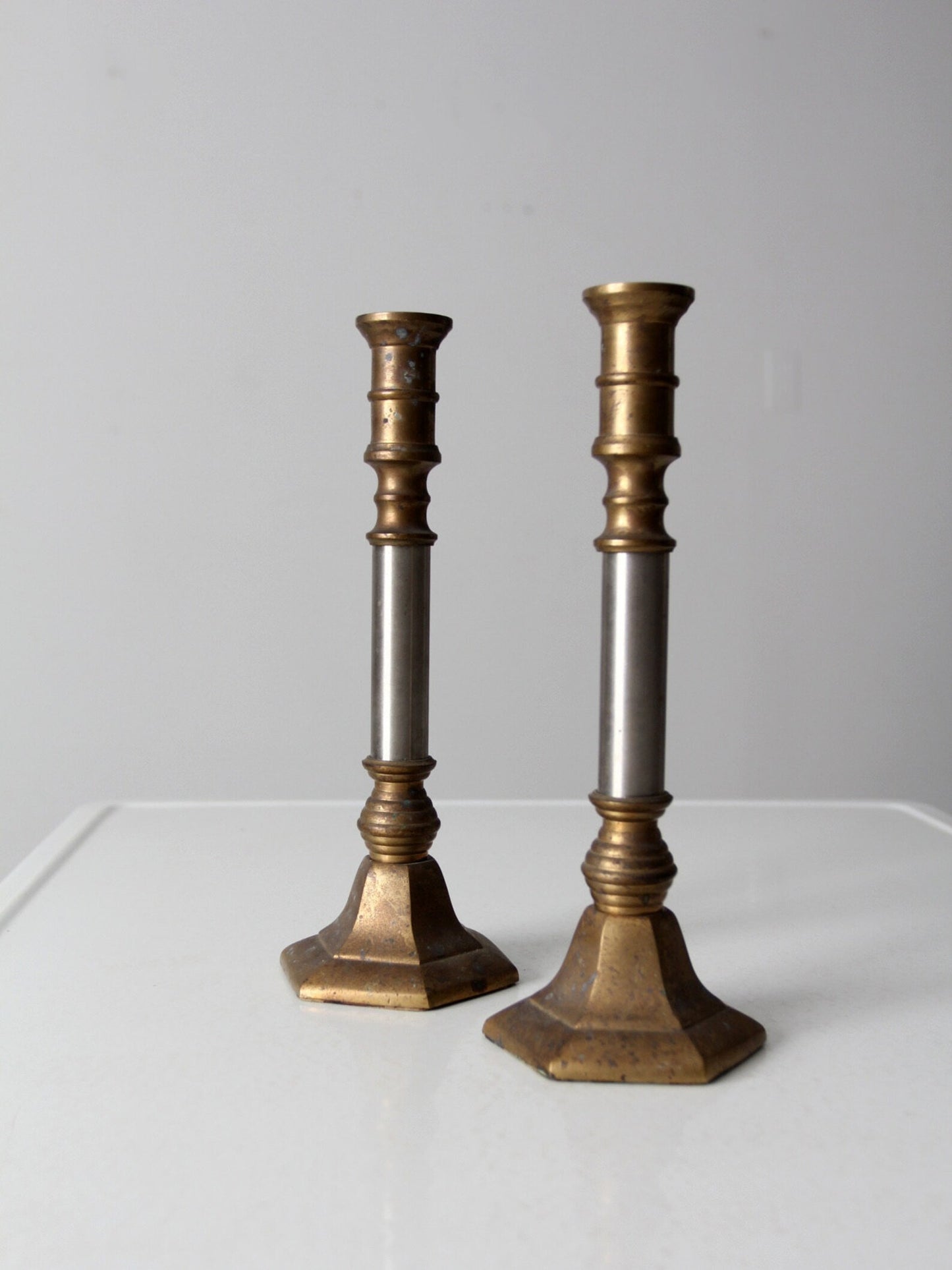 Vintage Brass Candlestick Holders Pair