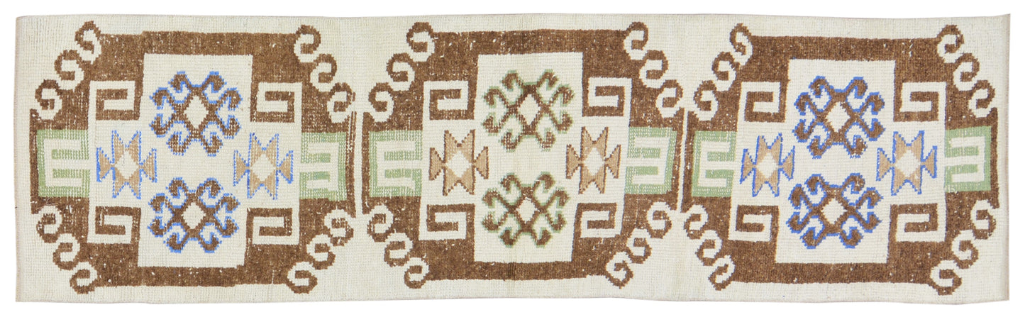 Multi Vintage Kurdish Runner 3'x10'7"