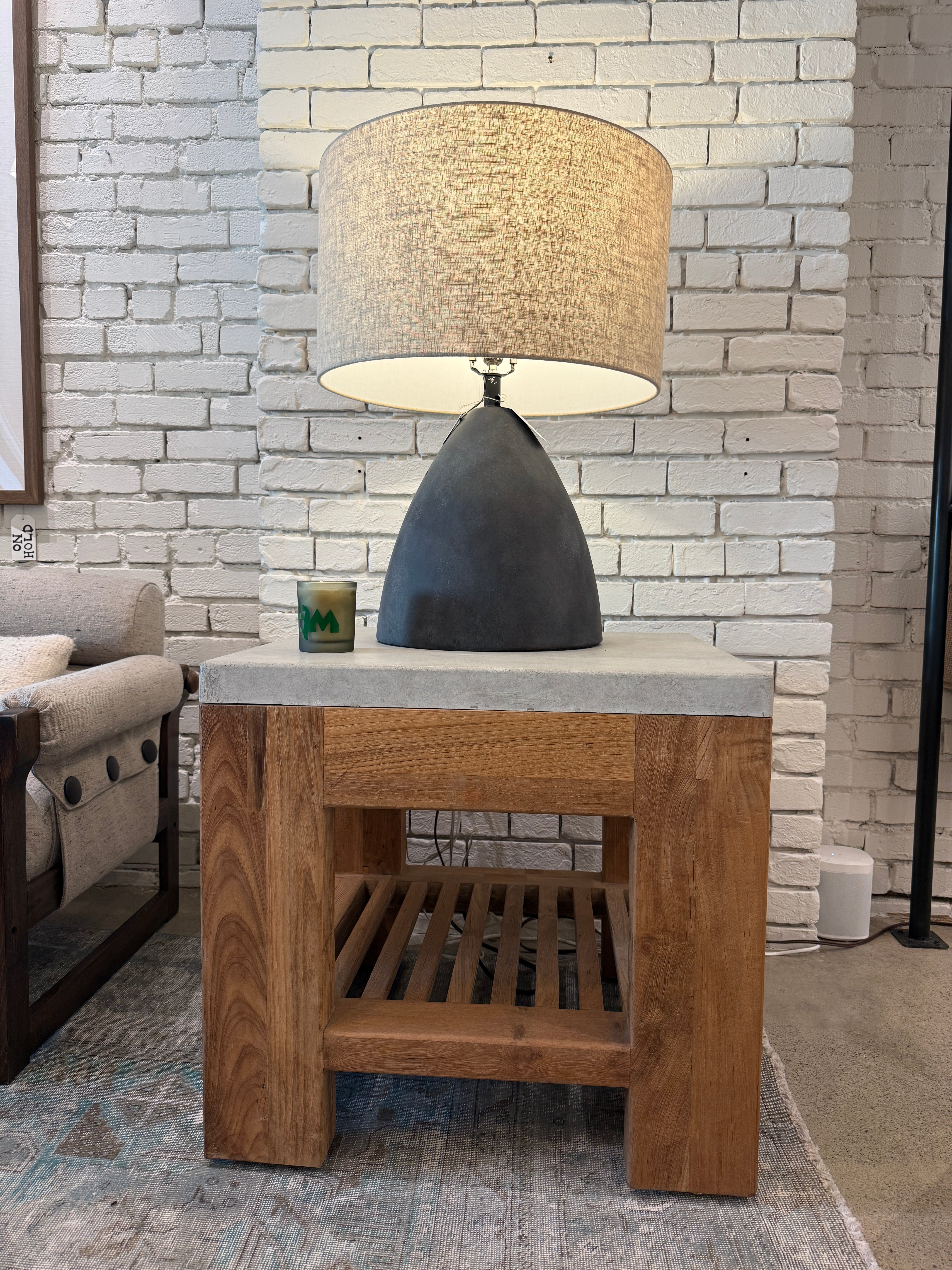 Concrete & Reclaimed Teak Side Table