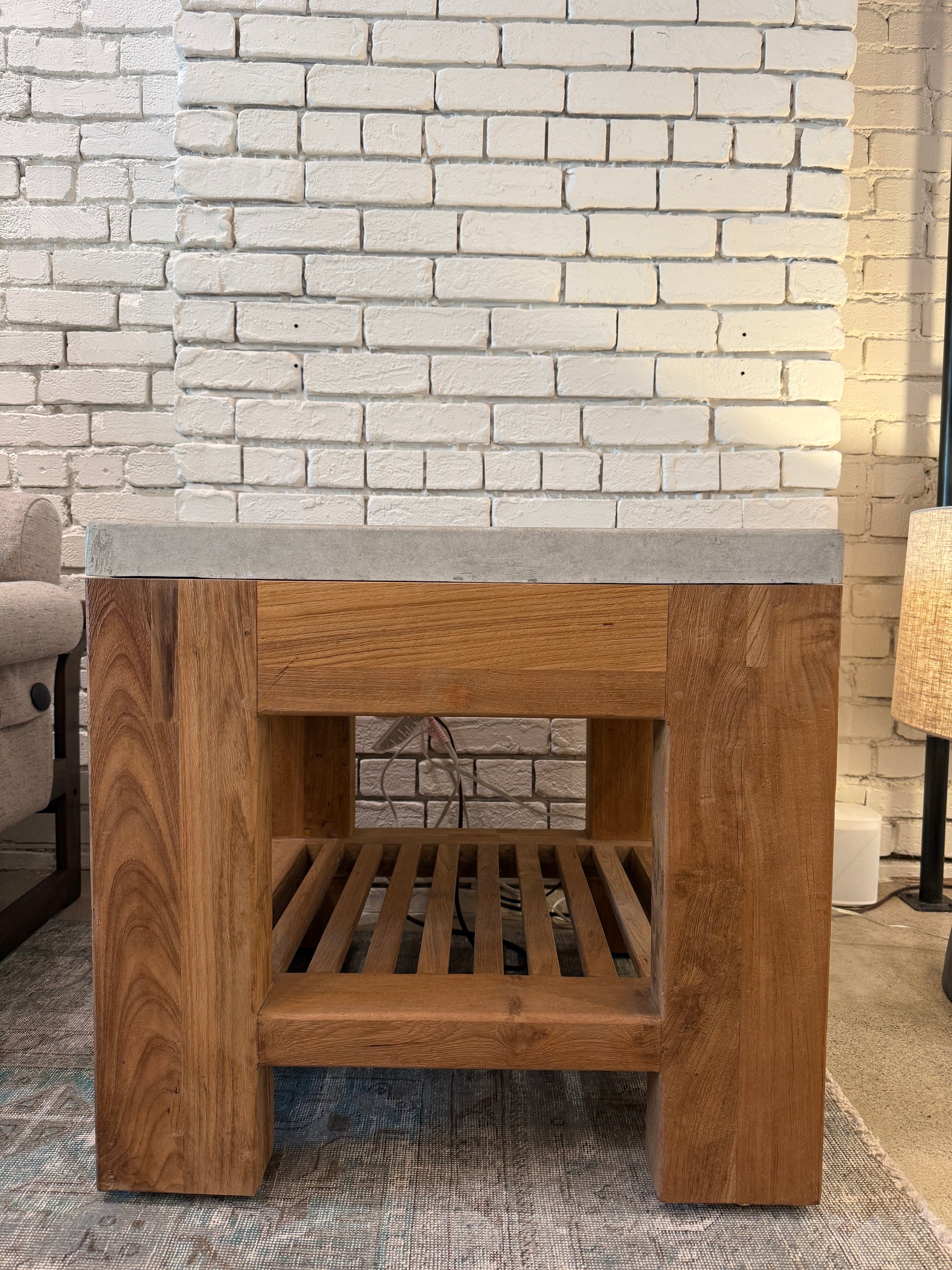 Concrete & Reclaimed Teak Side Table