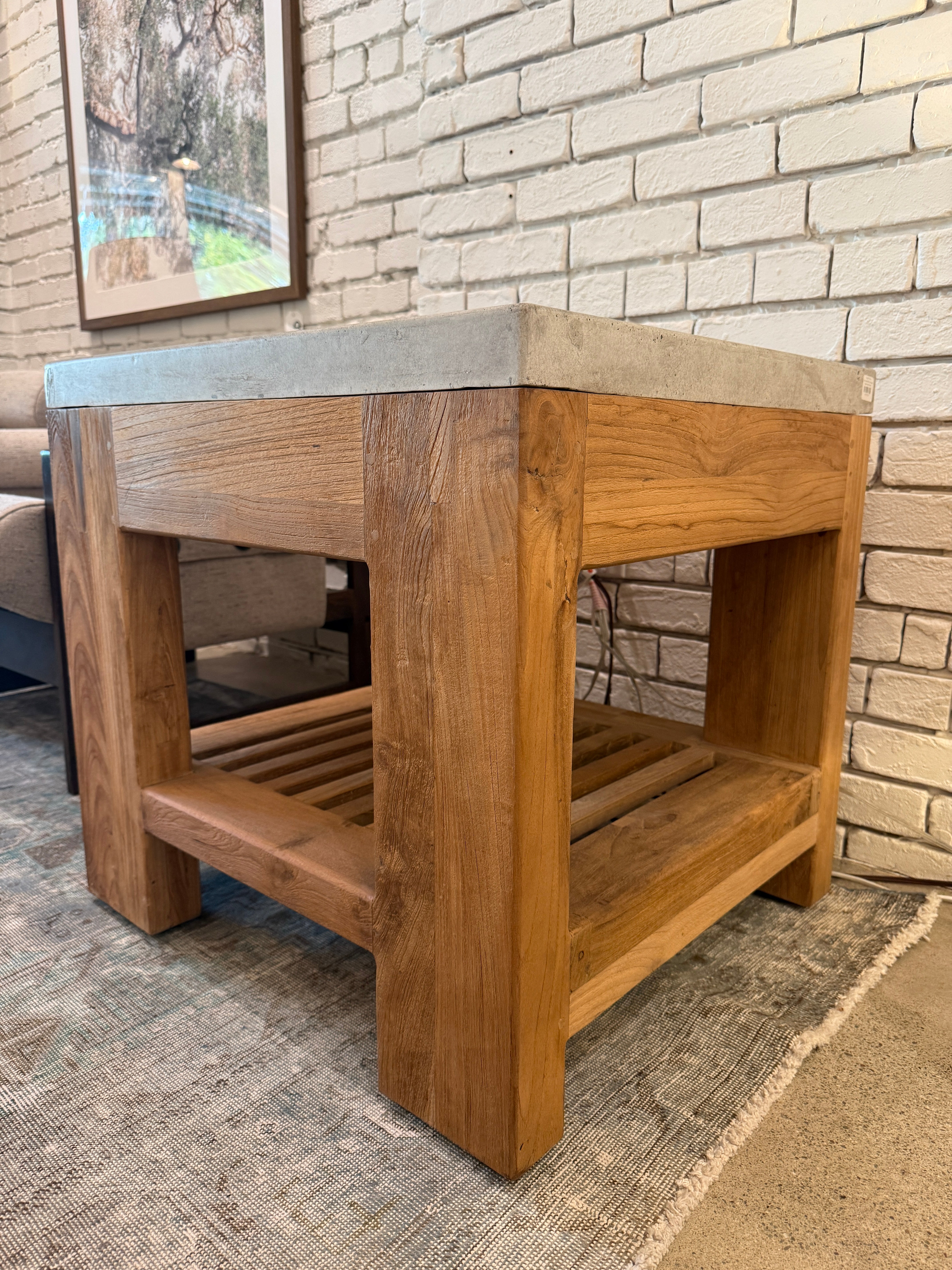 Concrete & Reclaimed Teak Side Table