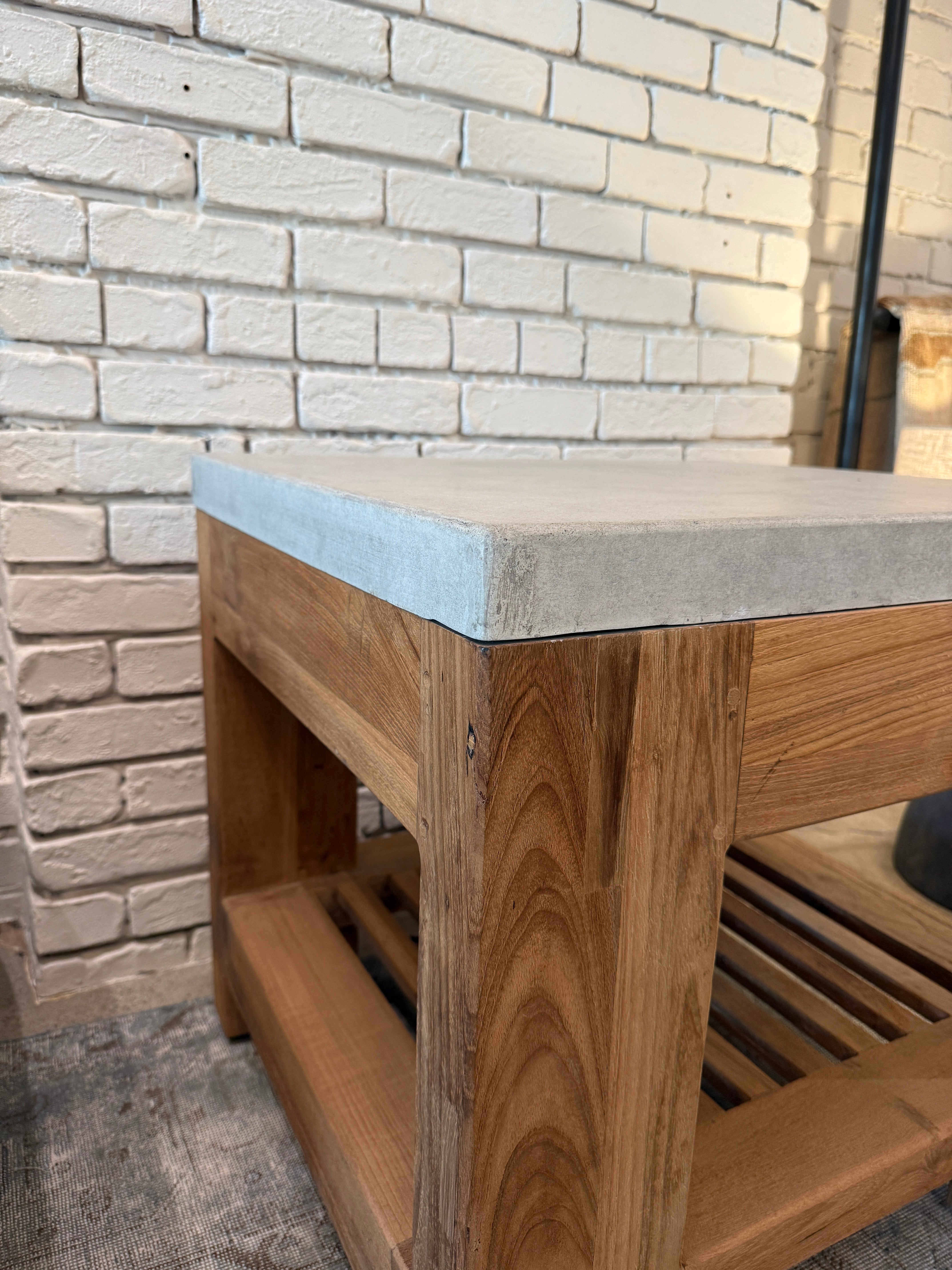 Concrete & Reclaimed Teak Side Table
