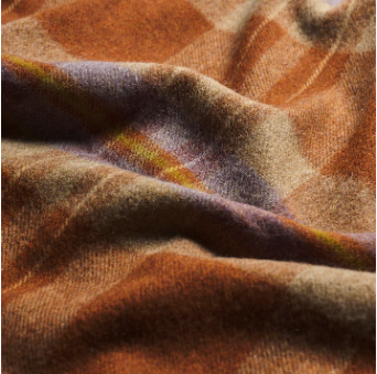 Burnt Orange Plaid Cabin Wool Blanket