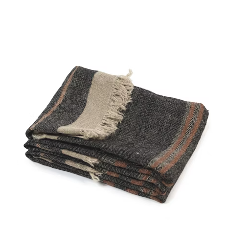 Belgian Guest Towel - Black Stripe