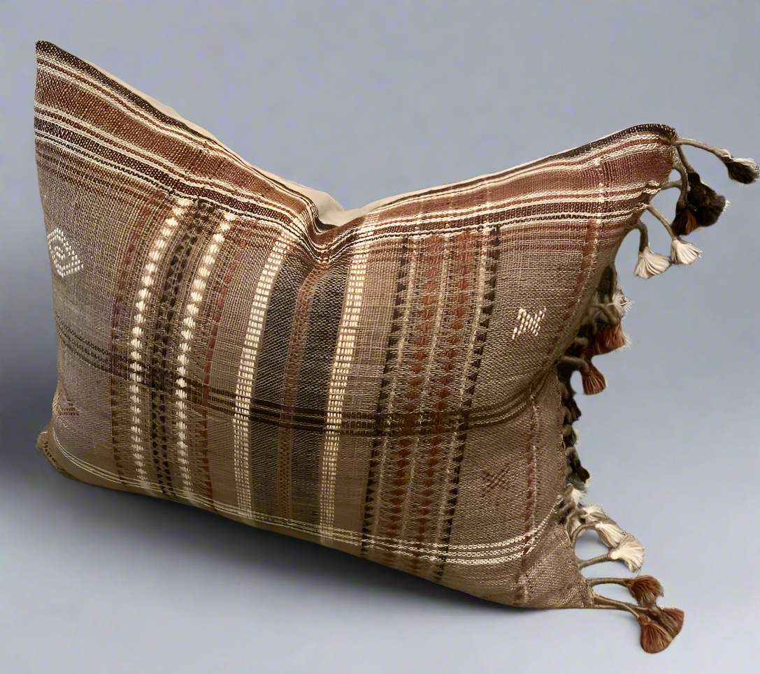 Indian Blanket Pillow - Cranberry & Chocolate