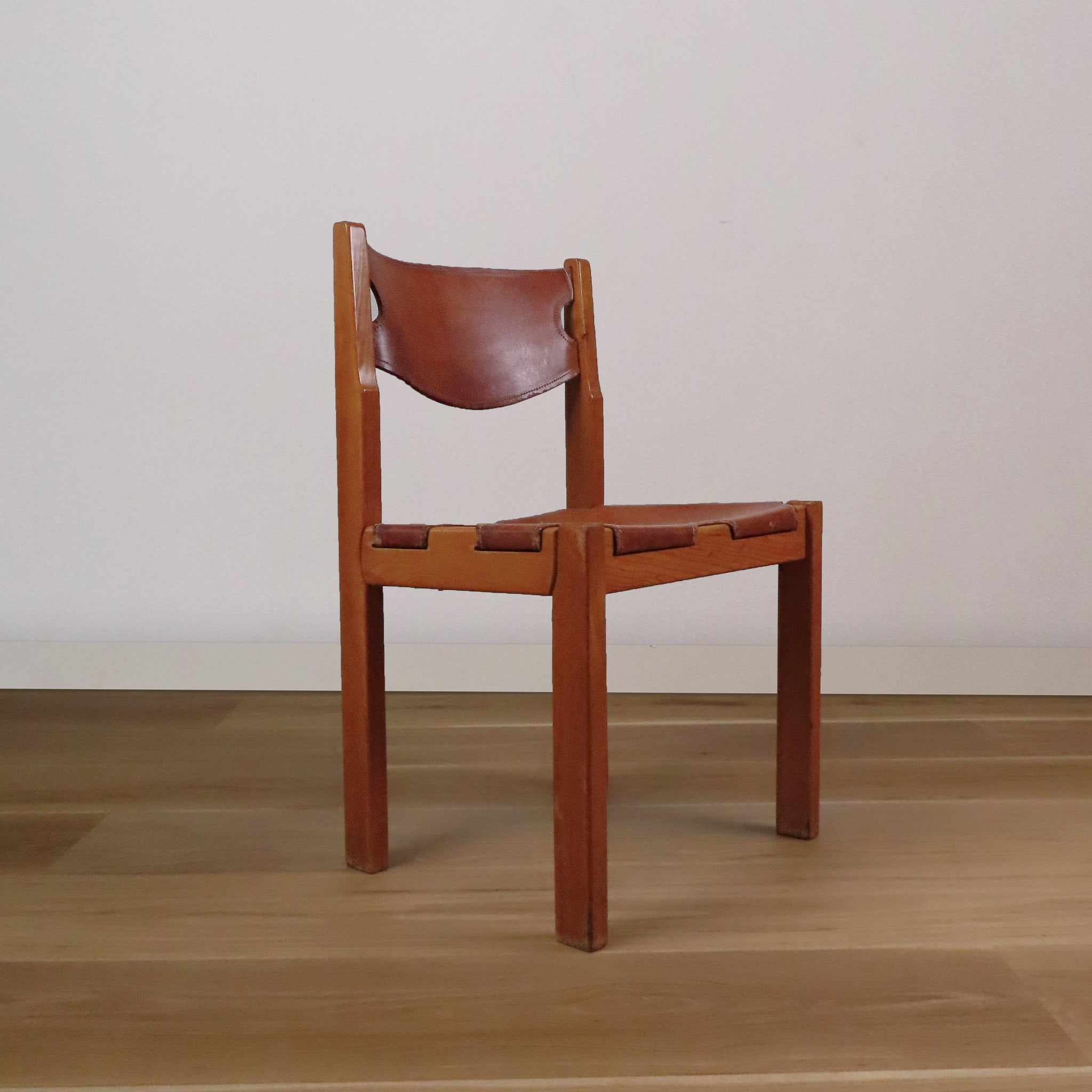 Vintage Wood + Leather Dining Chair