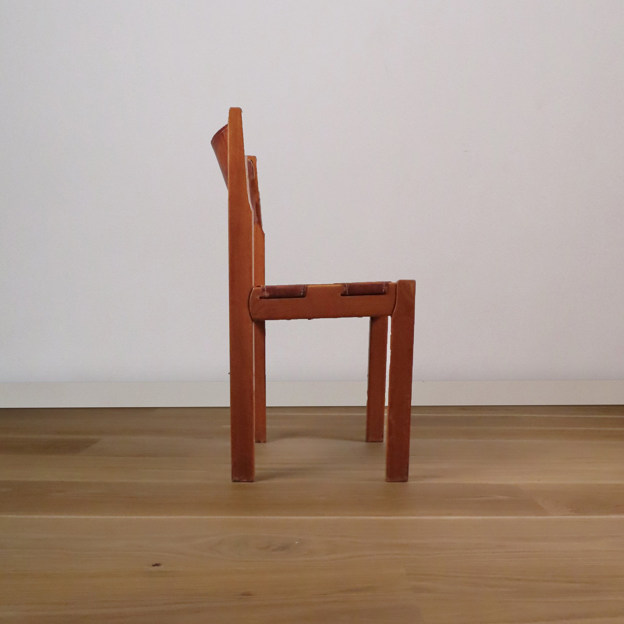 Vintage Wood + Leather Dining Chair