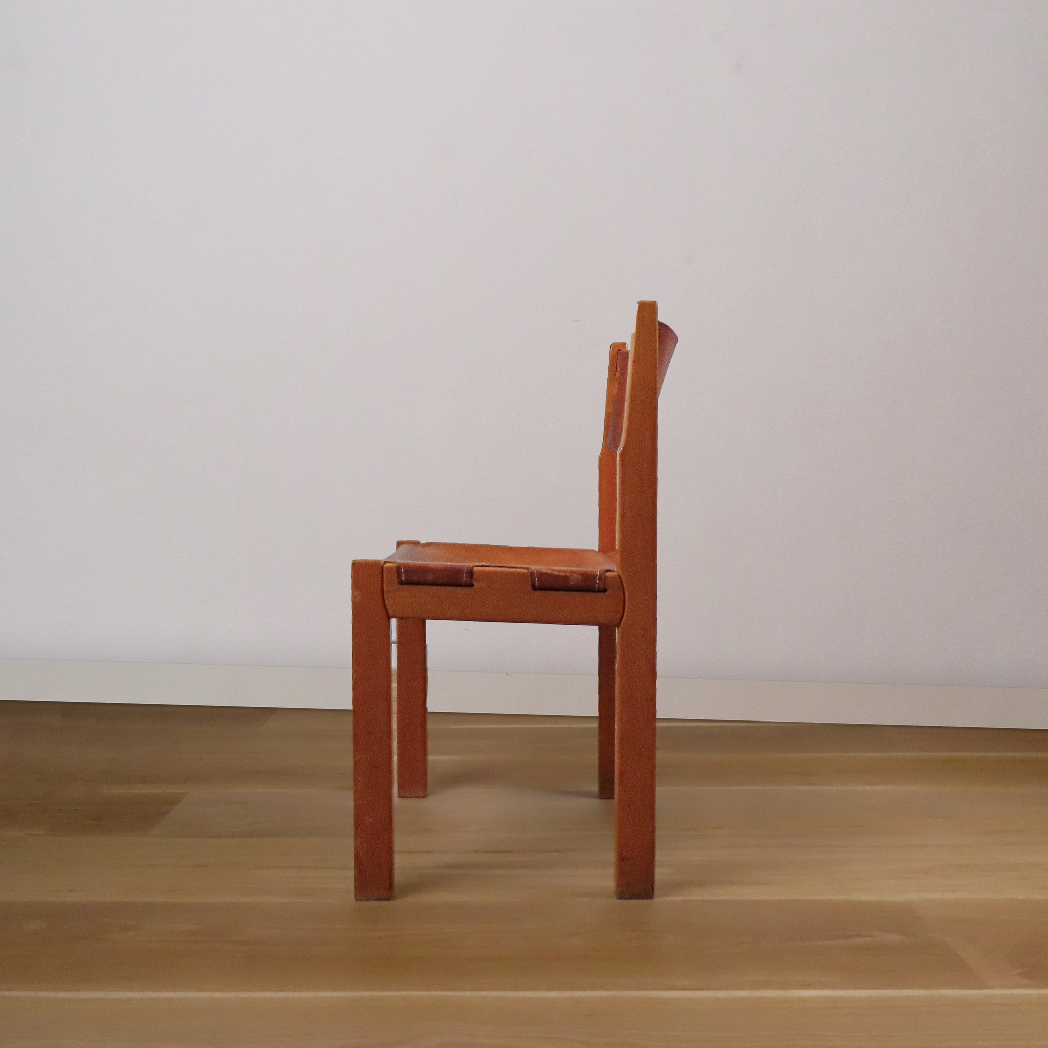 Vintage Wood + Leather Dining Chair