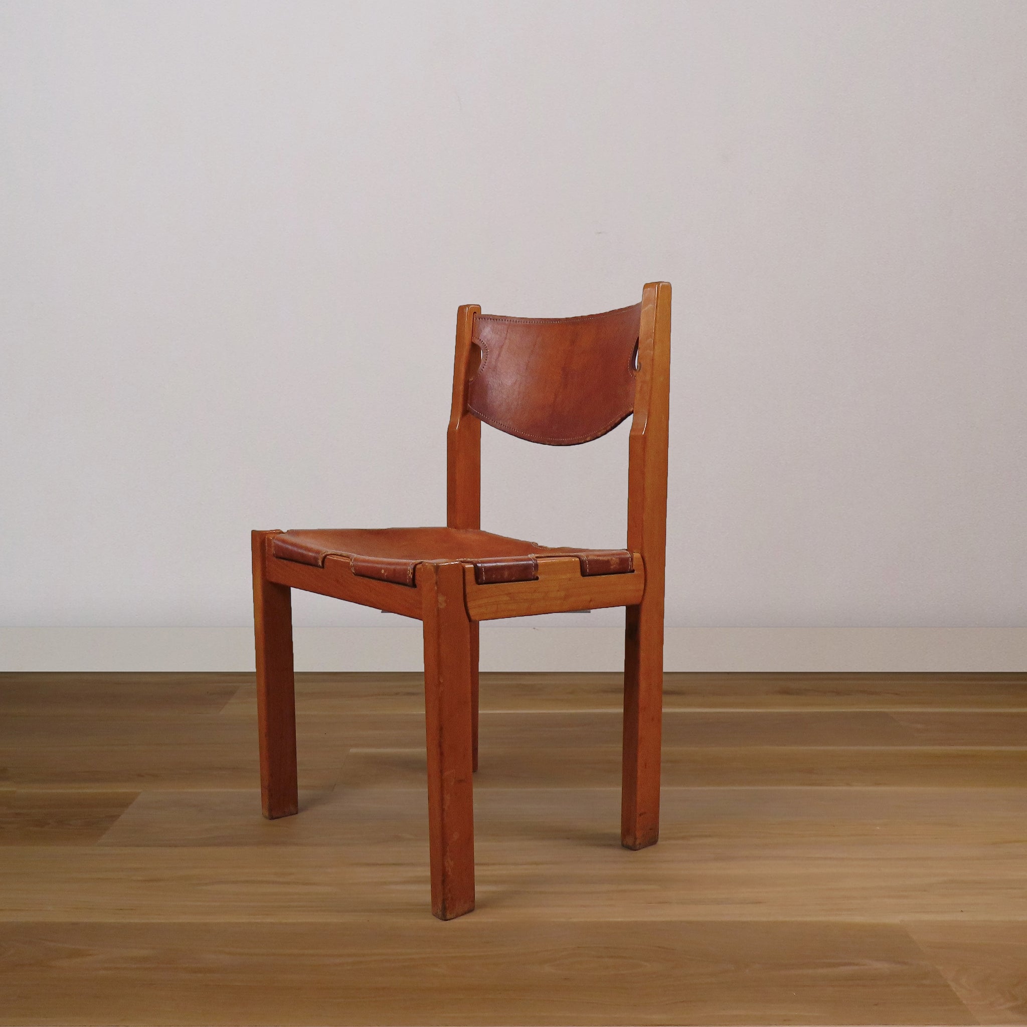 Vintage Wood + Leather Dining Chair