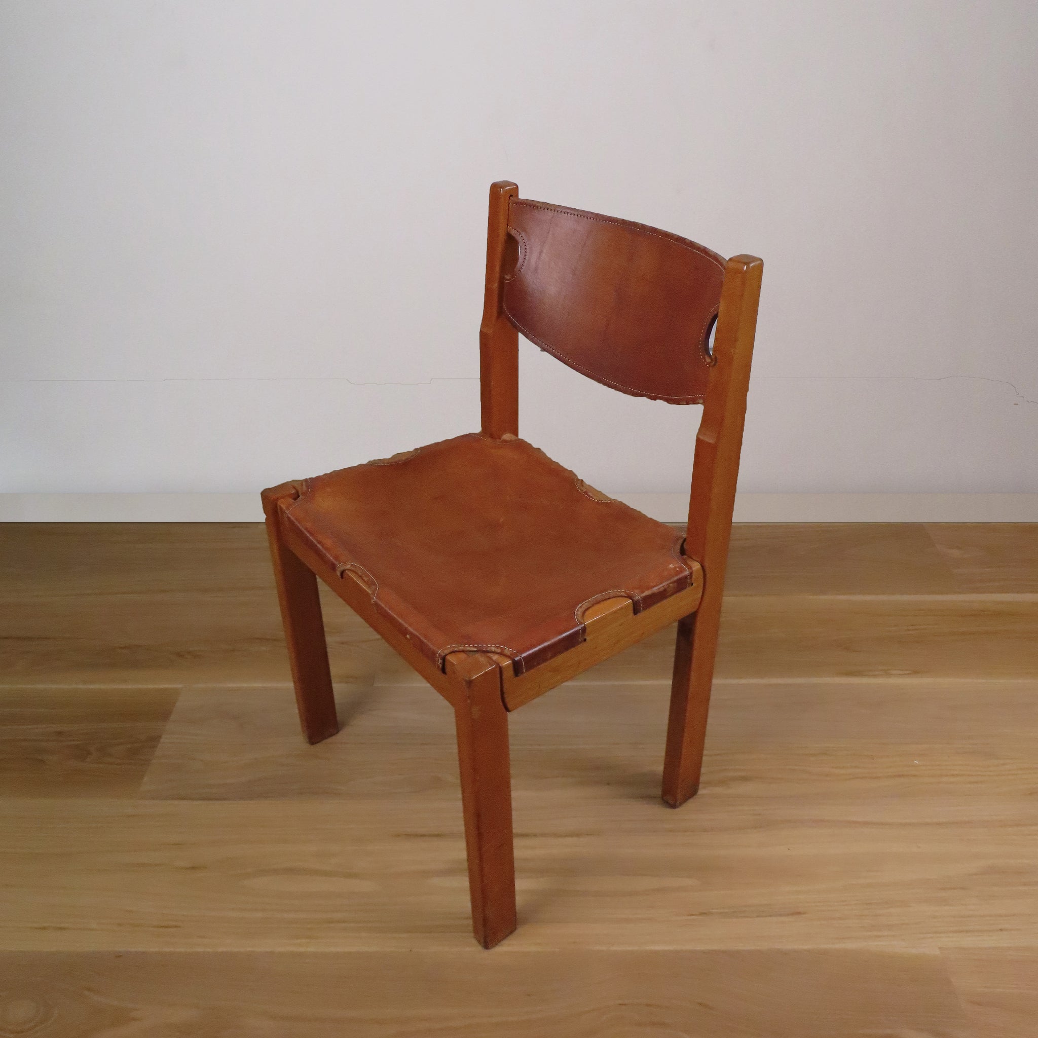 Vintage Wood + Leather Dining Chair