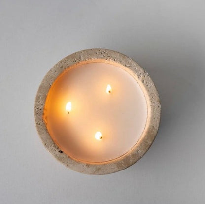 Small Candle Bowl, Travertine Rustic Soywax Scented Candle