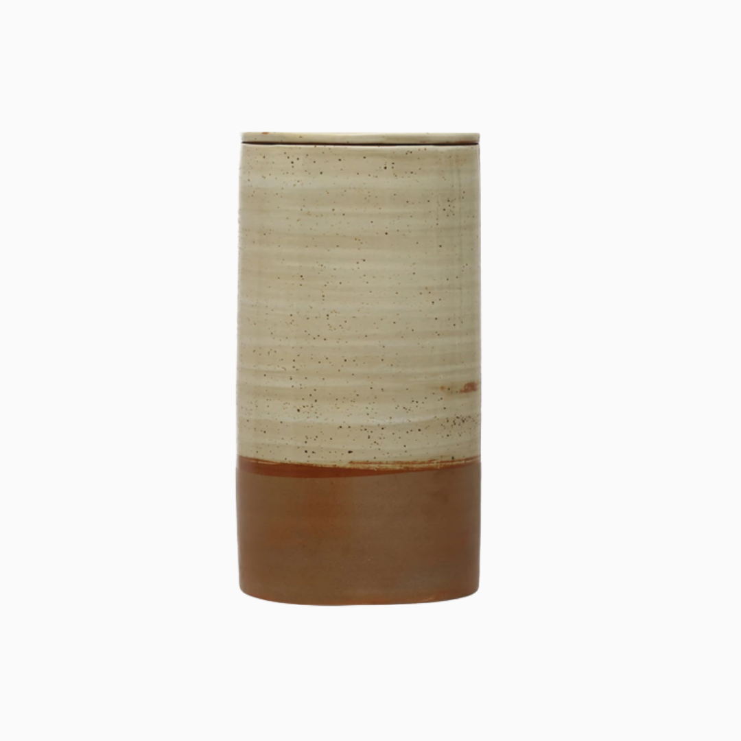 Stoneware Canister w/ Reactive Glaze