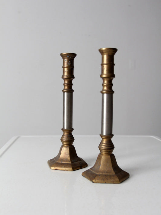 Vintage Brass Candlestick Holders Pair