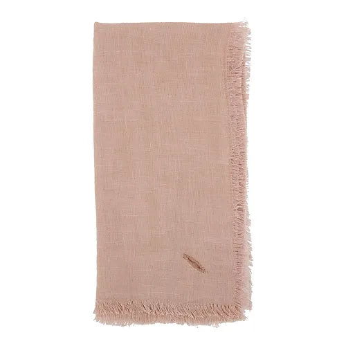 Solid Linen Fringe Napkins S/4 Salmon