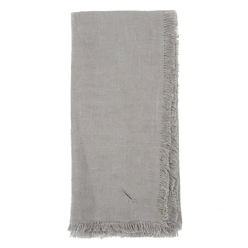 Solid Linen Fringe Napkins S/4 Square Dove